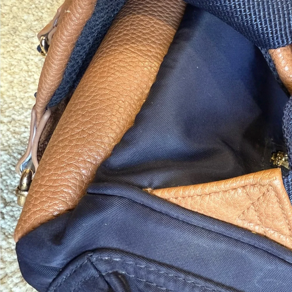 Tommy Bahama Navy and Brown Men's Backpack